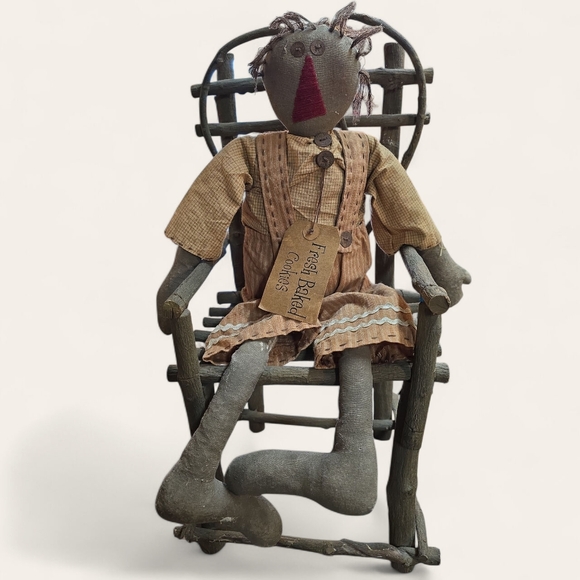Primitive Rag Doll & Chair - Picture 2 of 2